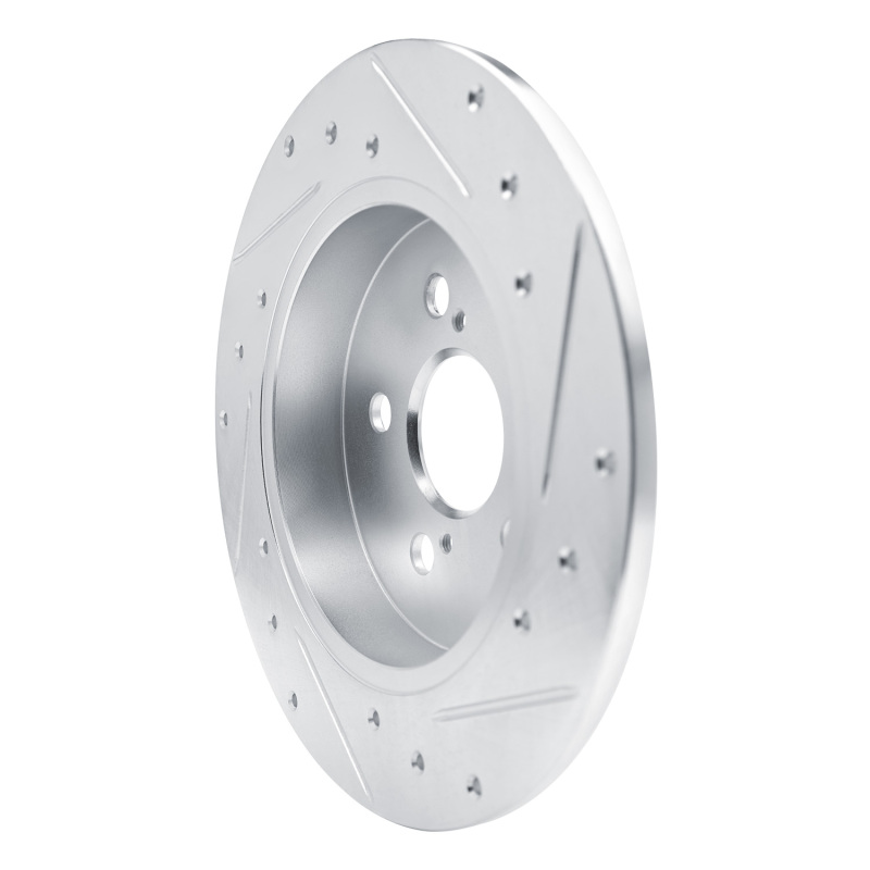 Toyota Corolla Brake Rotor (1) - Rear Left - R1 Concepts - Drilled & Slotted - Silver - `19-`25